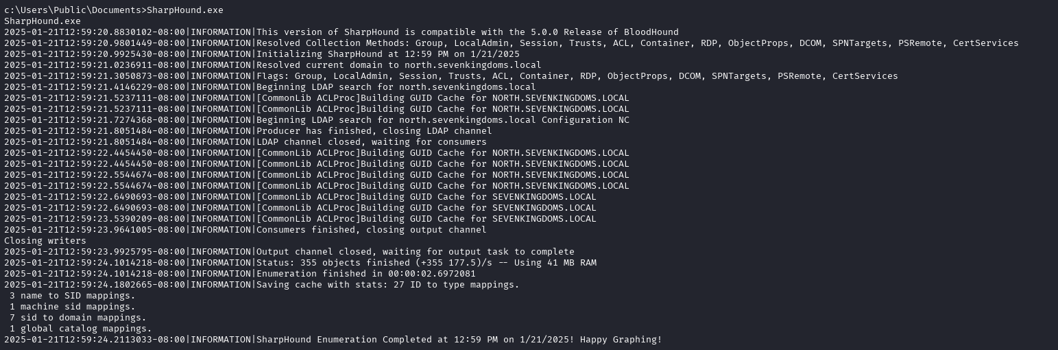 using SharpHound to enumerate the domain