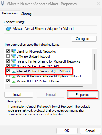 image indicating where to click to get into IPv4 properties